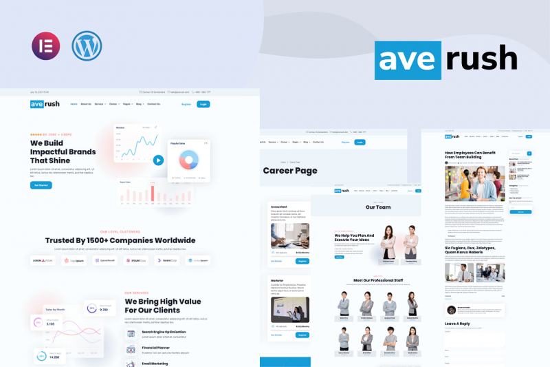 averush digital marketing creative agency elementor template kit card image