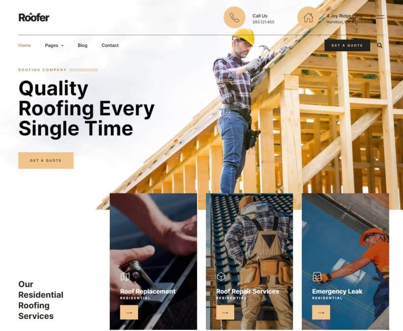 Roofer Roofing Service Construction Elementor Template Kit