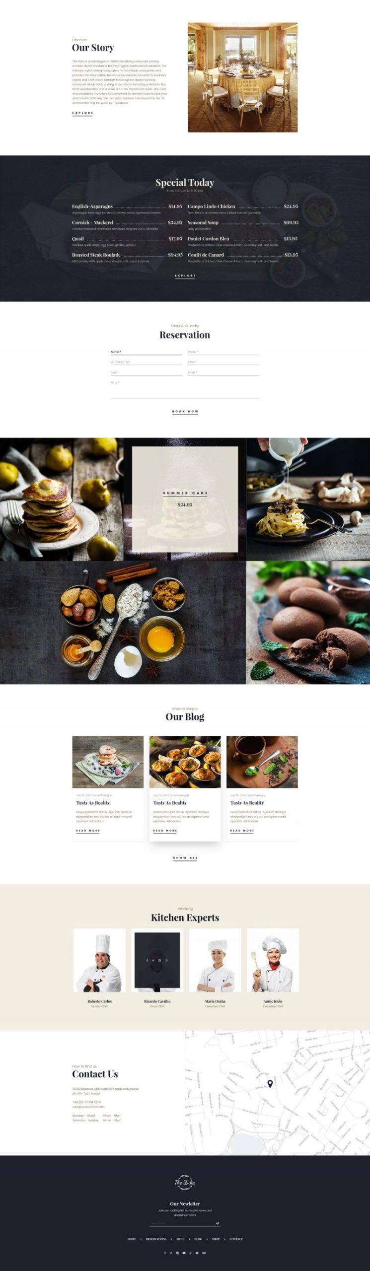 zukares restaurant cafe food elementor template ki homepage