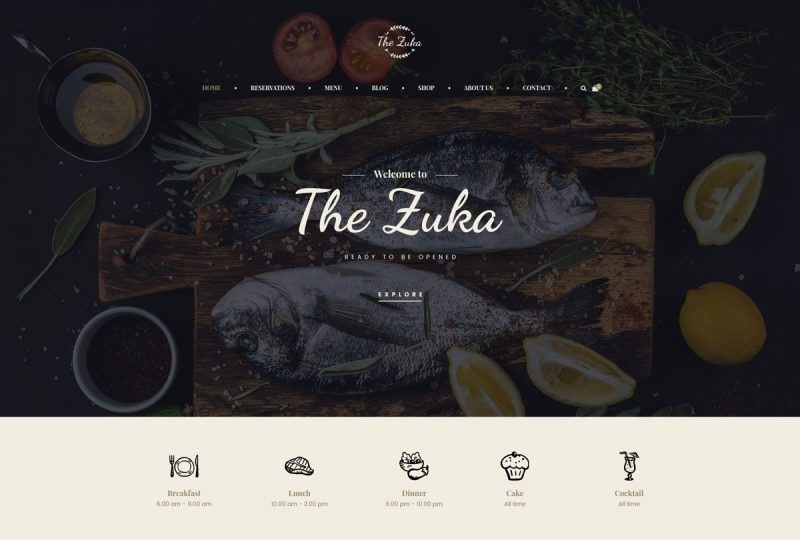zukares restaurant cafe food elementor template kit card image
