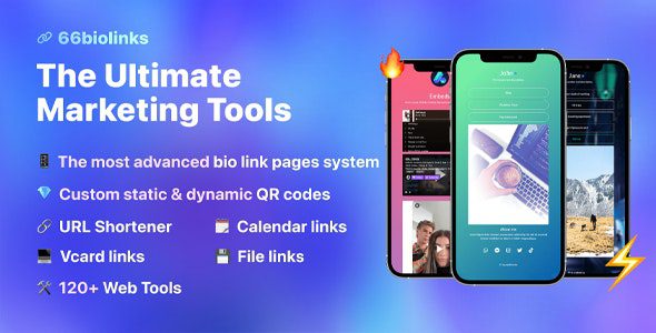 66biolinks 38 0 0 bio links url shortener qr codes web tools saas wpkitzone