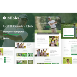 18 Holes Golf Country Club Website Elementor Template Website Templates